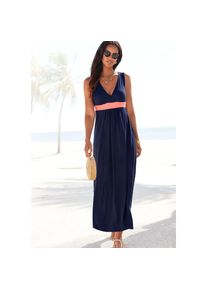 Lascana , Maxikleid, mit farbigem Einsatz und V-Ausschnitt, Sommerkleid, Strandkleid , bunt , V-Ausschnitt in überlappender Optik
