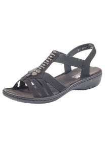 Rieker, Unisex, Riemchensandale Sommerschuh, Sandalette, Keilabsatz, mit sch&ouml;ner Verzierung, schwarz, 38, Mit Stretch