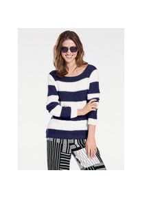 Heine , Rundhalspullover »Rundhals-Pullover« , blau , Im angesagten Blockstreifen-Look mit Zipper hinten