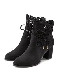 Lascana , Damen , High-Heel-Stiefelette mit modischer Spitze und bequemen Blockabsatz, Ankle Boot, Stiefel , schwarz , Mit tollem femininen...