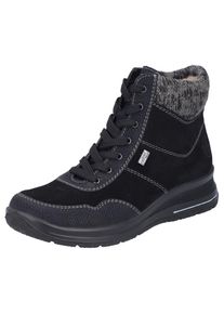 Rieker , Damen , Winterboots , Stiefelette, Outdoorboots mit wasserabweisender TEX-Membran , schwarz , Schn&uuml;rboots mit Strickkragen
