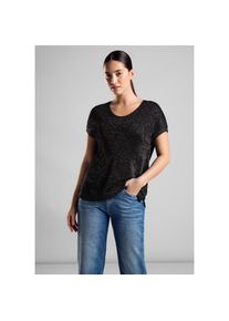 Street One , Stricktop »LTD QR V-Neck shiny Shirt«, mit tiefem Rundhalsausschnitt , schwarz , Stricktop für Damen von Street One