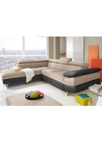 Ecksofa »Solution L-Form« mit Arm- & Kopfteilverstellung, wahlweise mit Bettfunktion , schwarz , Inosign