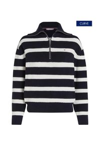 Tommy Hilfiger Curve , Troyer »CRV CO CARDI STITCH 1/2 ZIP SWT«, in Grossen Grössen, Reine Baumwolle, kurzer Zipper , blau , Pullover von Tommy...