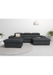 Ecksofa »Alberto L-Form« mit Kopfteilverstellung, wahlweise mit Bettfunktion , schwarz , Home Affaire