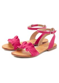 Lascana , Kinder,Juegendliche , Sandale »Sommerschuh« Sandalette, Sommerschuh aus hochwertigem Leder mit kleinen Rüschen , pink , Aus hochwertigem...