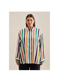 Seidensticker , Longbluse »Schwarze Rose«, Langarm Kragen Streifen , beige , Passform: Oversized