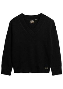 Superdry , Strickpullover »ESSENTIAL V NECK JUMPER« , schwarz , Modischer Pullover von Superdry