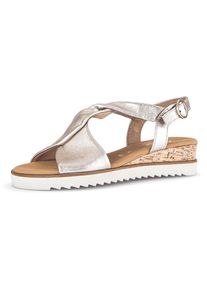 Gabor , Sandalette »GENUA« , Keilabsatz, Sommerschuh, Riemchensandale in Komfortweite G (=weit) , goldfarben , Riemchensandale mit verstellbarer...