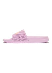 fitflop , Pantolette »IQUSHION ARROW KNIT SLIDES« , Keilabsatz, Sommerschuh, Schlappen mit Logo auf der Bandage , lila , Trendige Pantolette -...