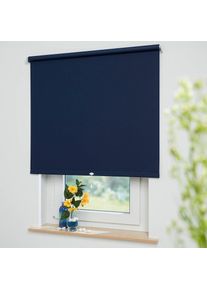 Springrollo »Uni« verdunkelnd mit Bohren freihängend Rollowelle 36 mm, starke Feder , blau , Liedeco , Obermaterial: 95% Polyester, 4% Metall, 1%...