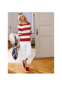 Heine , Rundhalspullover »Rundhals-Pullover« , rot , Im angesagten Blockstreifen-Look mit Zipper hinten