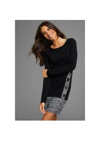 Laura Scott, Unisex, Strickkleid mit modischer Zierknopfleiste, schwarz, 46, N-Gr, Feminines Kleid von Laura Scott