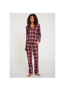 Lascana , Pyjama, (Set, 3-teilig), incl. Schlafmaske , rot , Klassisch geschnittener Pyjama mit Karoprint