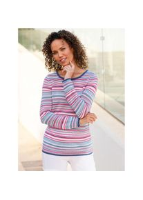 Casual Looks , Damen , Rundhalspullover »Rundhals-Pullover« , bunt , Mix aus Struktur- und Ajourmuster