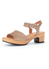 Gabor , Sandalette »KRETA«, Blockabsatz, Sommerschuh, Riemchensandale mit Glitterdruck, Weite G , beige , Sandalette mit Klettverschluss unter der...