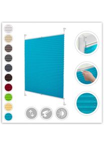 LICHTBLICK Original, LICHTBLICK ORIGINAL Plissee &raquo;Klemmfix&laquo; Lichtschutz ohne Bohren verspannt Faltenstore, blau, wei&szlig;, Obermaterial: 100% Polyester