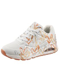 Skechers, Unisex, Sneaker &raquo;UNO - METALLIC LOVE&laquo; Freizeitschuh, Halbschuh, Schn&uuml;rschuh mit trendigen Metallic-Print, wei&szlig;, goldfarben, 39, Mit Skech-