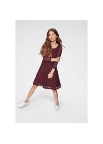 Kidsworld , Jerseykleid »- Spitzenkleid«, festliche Anlässe, knielang, aus Spitze und Jersey, 3/4-Ärmel , rot , Knieumspielende Länge und...