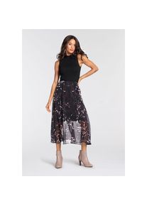 Laura Scott , Abendkleid für schicke Anlässe und legere Freizeitlooks, wadenlang , schwarz , Ausgestellter Schnitt betont deine Taille vorteilhaft