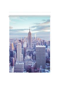 Seitenzugrollo »Klemmfix Motiv New York« Lichtschutz ohne Bohren freihängend bedruckt , blau , LICHTBLICK ORIGINAL , Obermaterial: 100% Polyester