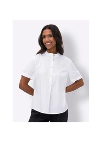 Heine , Satinbluse , beige , mit Stehkragen
