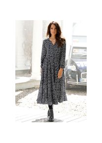 Lascana , Maxikleid, mit Blumenprint und Volants, locker bequemer Look , beige , Mit V-Ausschnitt