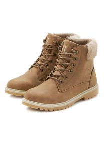 Lascana , Stiefelette, wind- & wasserabweisend,Winterboots, Outdoorstiefel, Winterstiefelette , braun , Schnürstiefelette mit kuscheligem Futter