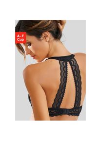 Lascana , Neckholder-BH, mit dekorativem Spitzenrücken und Komfort-Nackenträger, sexy Dessous , schwarz , Eleganter Neckholder-BH mit Spitzenrücken