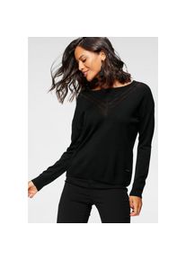 Laura Scott , Rundhalspullover, mit Ajour-Muster , schwarz , Femininer Pullover von Laura Scott