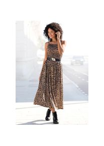 Buffalo, Unisex, Midikleid mit gesmoktem Oberteil und Animalprint, Leokleid, Sommerkleid, leo, bedruckt, 34, N-Gr, Wadenlanges Kleid mit Leoprint