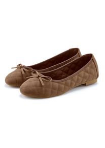 Lascana, Unisex, Lascana Ballerina &raquo;Slipper, Schl&uuml;pfschuh&laquo; mit Schleifenapplikation VEGAN, cognacfarben, 43, Klassische Ballerina in abgerundeter Form