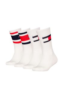 Tommy Hilfiger, Herren, Socken &raquo;TH KIDS SOCK 4P FLAG & SPORT STRIPE ECOM&laquo; 4 Paar, mit verst&auml;rkten Fersenbereichen, wei&szlig;, 31-34, Kindersocken von Tommy