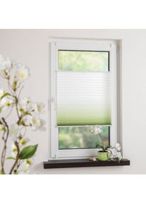 Garesa, Garesa Plissee &raquo;Farbverlauf&laquo; Lichtschutz ohne Bohren verspannt einfache Montage, blickdicht, dekorativ, gr&uuml;n, wei&szlig;, wei&szlig;, Obermaterial: 100% 