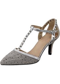 Heine, Unisex, Heine Pumps, silberfarben, 39, Aus softem Ziegen-Veloursleder