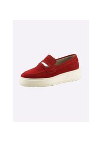 Heine , Damen , Slipper , rot , aus Rind-Veloursleder
