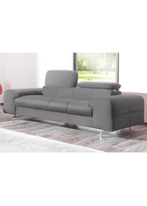 COTTA, COTTA Polstergarnitur &raquo;Chef&laquo; Set, Set bestehend aus: 2-Sitzer mit Kopfteilverstellung & Hocker, grau, B/H/T: 201 cm