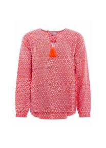 Zwillingsherz , Schluppenbluse, Bindeband mit Bommeln , rot , Damenbluse von Zwillingsherz
