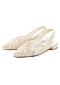 Lascana , Ballerina, Sling-Ballerina mit elastischem Riemchen aus Textil VEGAN , beige , Modischer Sling-Ballerina in spitz zulaufender Form