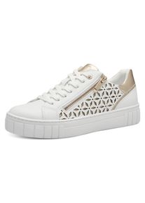 Marco Tozzi , Plateausneaker , Freizeitschuh, Halbschuh, Schnürschuh mit unterlegtem Lochmuster , goldfarben , Modischer Plateausneaker in veganer...