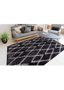 Hochflor-Teppich »Leasly« rechteckig 27 mm Höhe retro, Teppich im Rauten-Muster, weich , grau , my home , Obermaterial: 100% Polyester