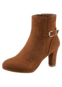 Aniston Shoes, Unisex, Aniston SHOES Stiefelette , Reissverschluss-Stiefelette, Trichterabsatz - NEUE KOLLEKTION, cognacfarben, 36, Elegante 