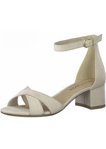 Tamaris, Unisex, Sandalette , Blockabsastz, Sommerschuh, Riemchensandale mit Kreuzbandage, creme, 36, Elegantes Modell mit verstellbarem Riemchen