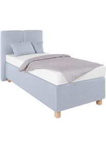 Boxspringbett mit Zierkissen , blau , Westfalia Schlafkomfort