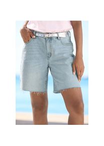 Venice Beach , Jeansbermudas, mit fransigem Saum, casual Shorts , blau , 5-Pocket-Design