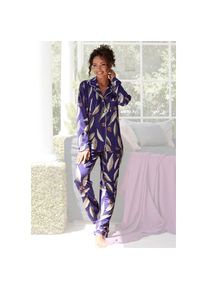 Lascana , Pyjama, (2 tlg.), im klassischen Schnitt , lila , Klassisch geschnittener Pyjama mit aufgesetzter Brusttasche