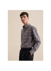 Seidensticker , Damen , Flanellhemd »Comfort« Comfort Langarm Button-Down-Kragen Karo , blau , Passform: Comfort