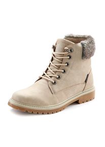 Lascana , Stiefelette, wind- & wasserabweisend,Winterboots, Outdoorstiefel, Winterstiefelette , beige , Schnürstiefelette mit kuscheligem Futter