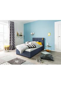 Lüttenhütt Polsterbett »Endres« mit Bettkasten, wahlweise ohne Matratze/Lattenrost oder incl. Matratze , blau , Lüttenhütt