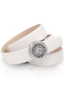 Anthoni Crown , Ledergürtel mit Automatik-Schliesse , weiss